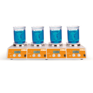 MEHRSTELLEN-MAGNETRÜHRER, MIT HEIZUNG, H10X04, 4 RÜHRSTELLEN